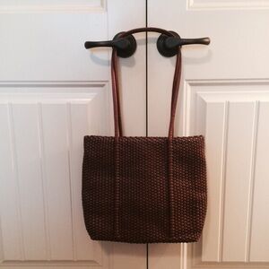 Nine West Brown Woven Tote Bag